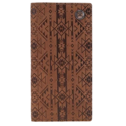 HOOey "Monterey" Rodeo Wallet Brown W/ Aztec Embossed Print