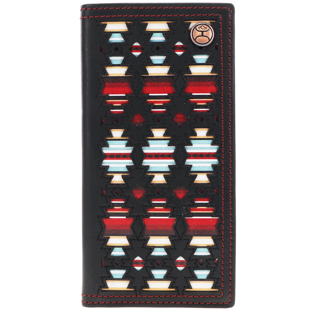 HOOey "Sunizona Knockout" Rodeo Wallet Black W/Serape Print