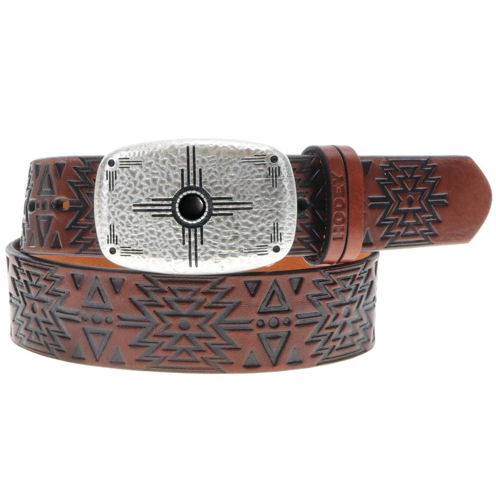 "Dakota" Original Hooey Ladies Belt Brown/Black W/Aztec