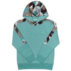 HOOey Youth "Canyon" Turquoise W/Multi Color Pattern Hoody