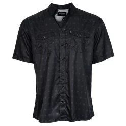 HOOey "Sol" Black Aztec Pattern Short Sleeve Pearl Snap Shirt