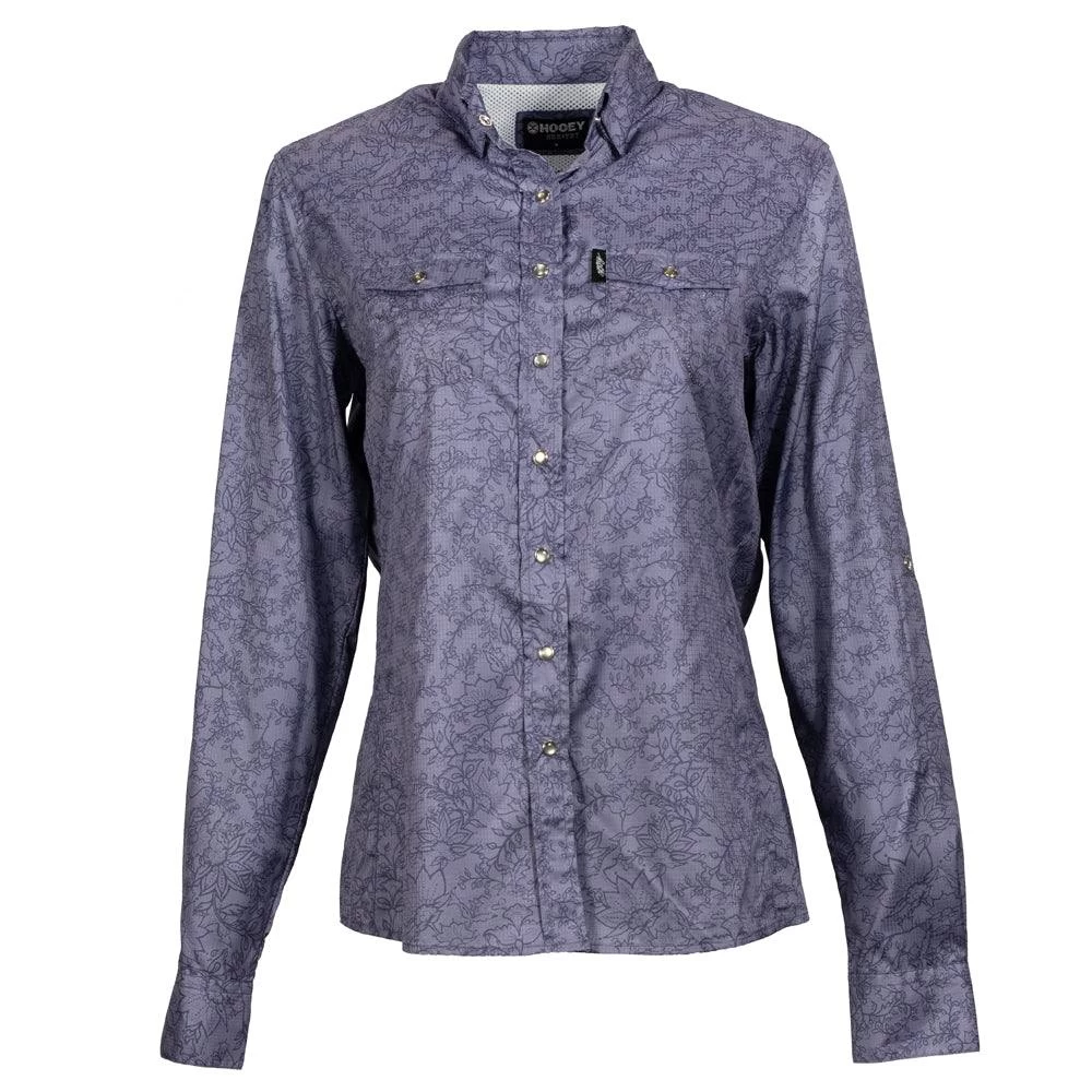 HOOey SOL Ladies Long Sleeve Violet/Western Floral Pattern