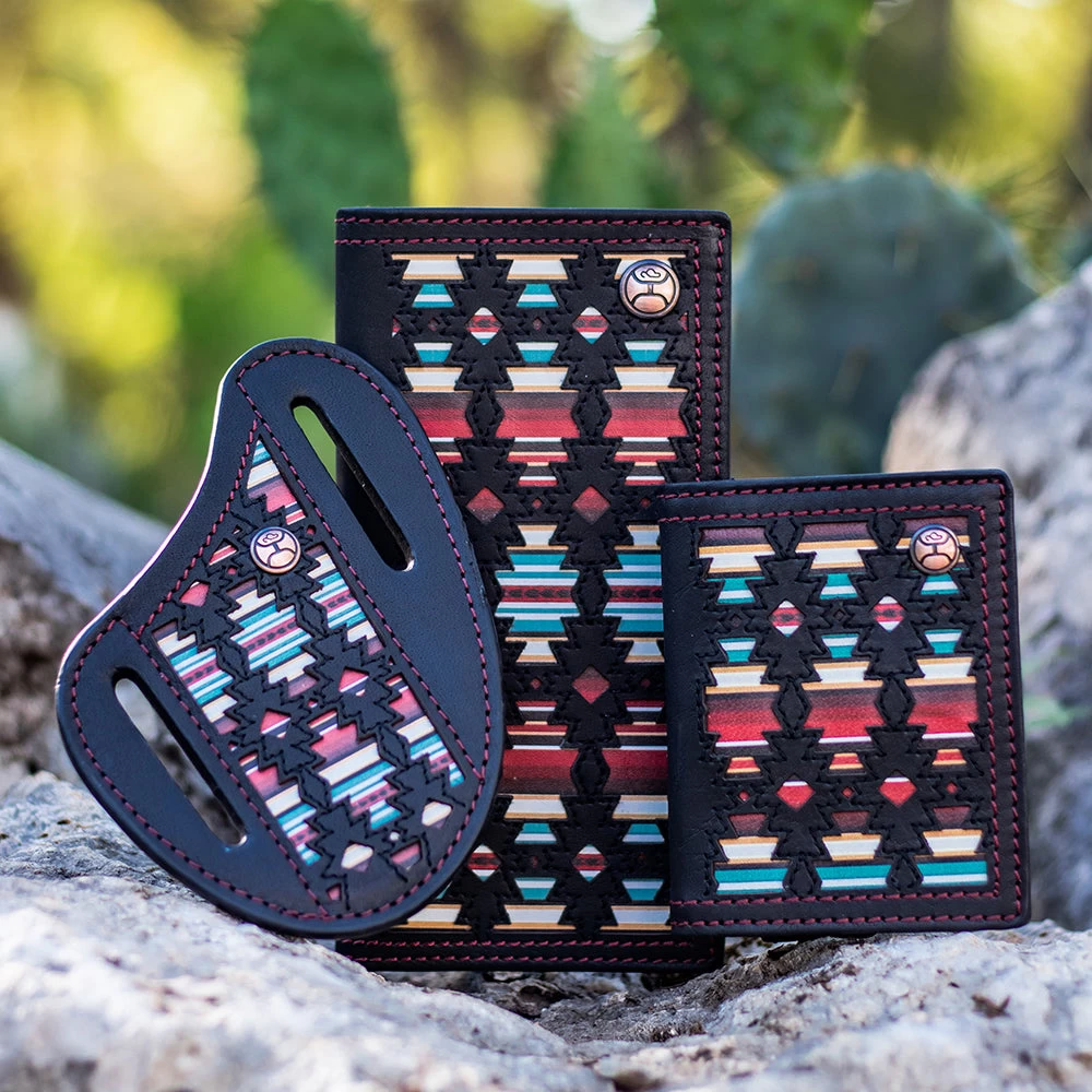 HOOey "Sunizona Knockout" Rodeo Wallet Black W/Serape Print - Image 4