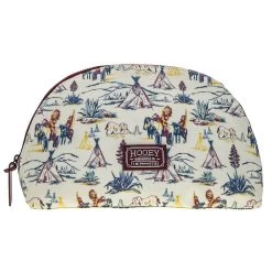 "Hooey Large Accessory Bag" Cream W/ Maroon Print