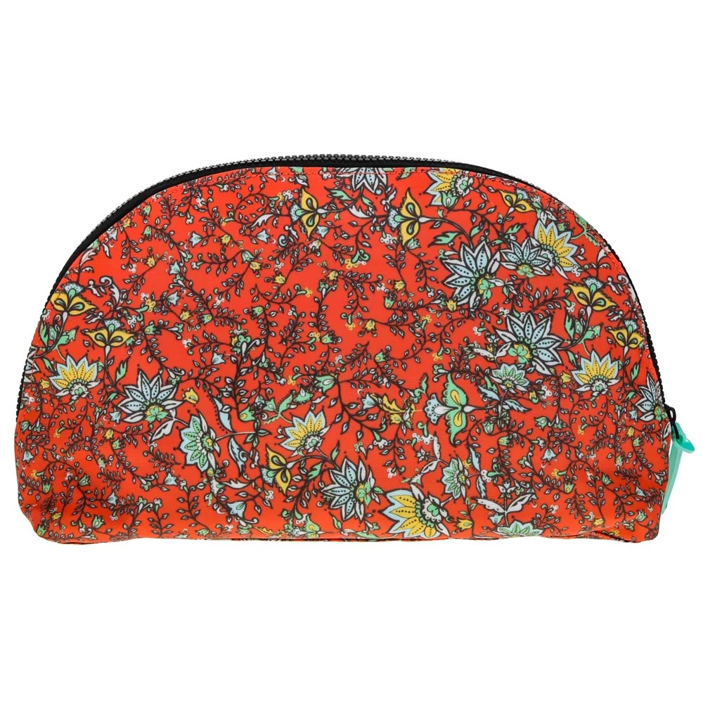 "Hooey Large Accessory Bag" Orange W/ Floral Print - Image 2