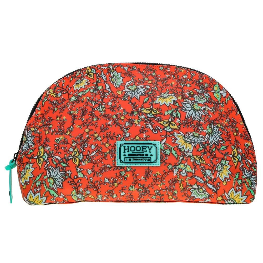 "Hooey Large Accessory Bag" Orange W/ Floral Print