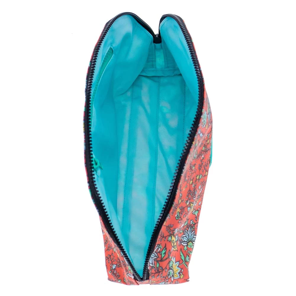 "Hooey Large Accessory Bag" Orange W/ Floral Print - Image 5