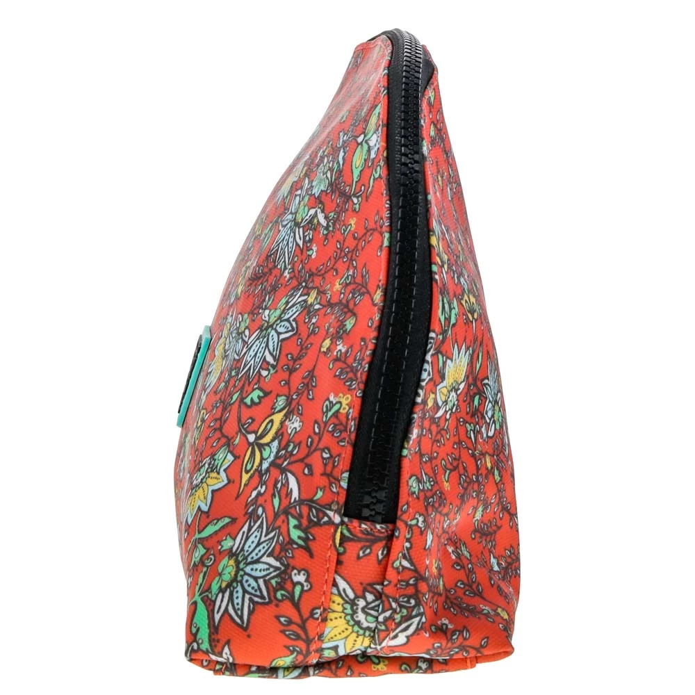 "Hooey Large Accessory Bag" Orange W/ Floral Print - Image 4