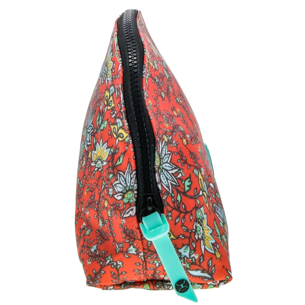 "Hooey Large Accessory Bag" Orange W/ Floral Print - Image 3
