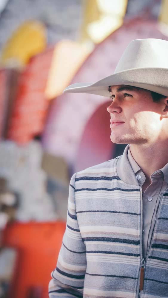 "Ozona" Hooey Bomber Jacket Grey/Stripe Pattern - Image 6