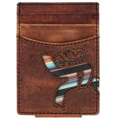 HOOey "Hawk" Money Clip Wallet Brown W/ Navajo Serape Print