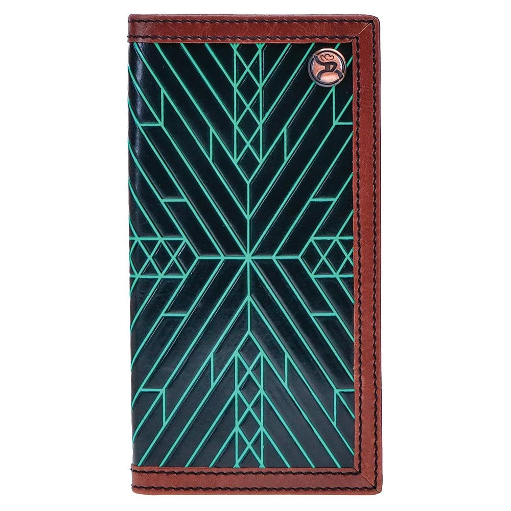 HOOey "Neon Moon" Rodeo Roughy Wallet Black/ Brown W/ Turquoise Aztec