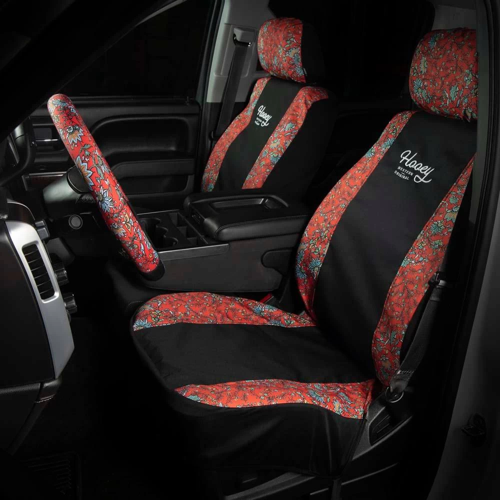 Western Floral Red Hooey Seat Cover - Image 2