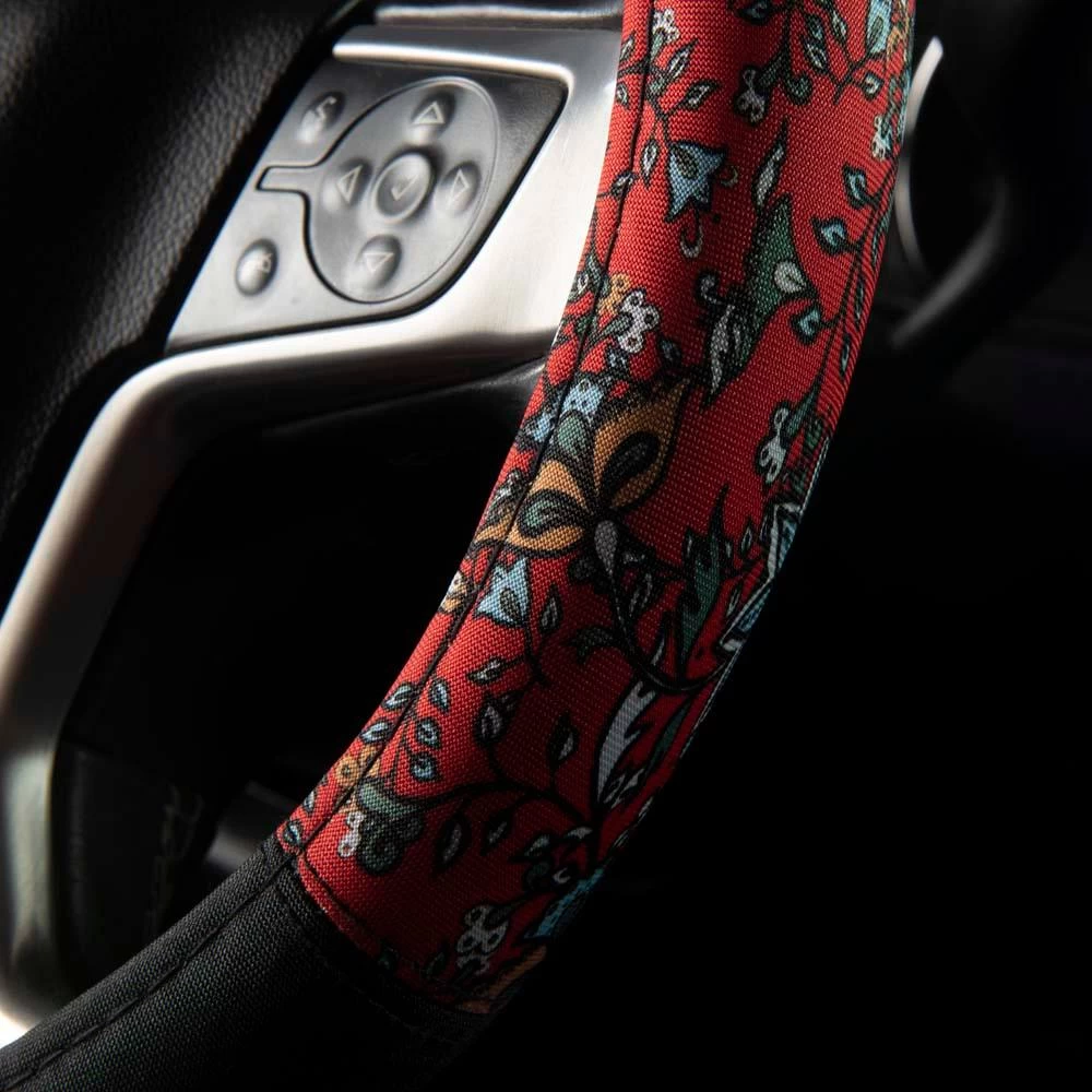 Western Floral Red Hooey Steering Wheel Cover - Image 3